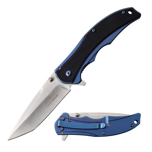 MTech MTE-FDR014T Black Blue Tanto G10 TiNite Handle Folding EDC Knife