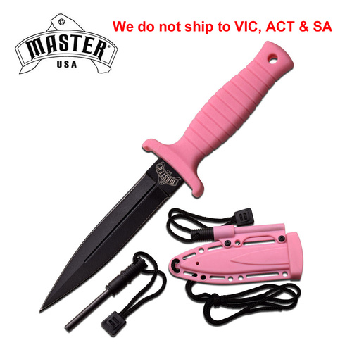 Master USA Dagger Boot Knife with Fire Starter - Pink
