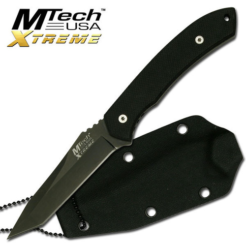 MTech USA Xtreme MX-8038 Black 6.5" Tanto Tactical Neck Knife with Kydex Sheath