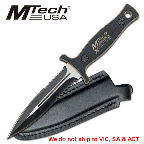 MTech USA Xtreme 9" Tan Tactical Fixed Blade Boot Knife with Leather Sheath (MX-8059TN)