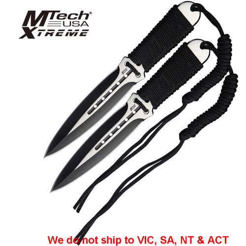 Mtech Xtreme MX-8094 8" Black & Silver Cord Wrapped 2 Pce Throwing Set