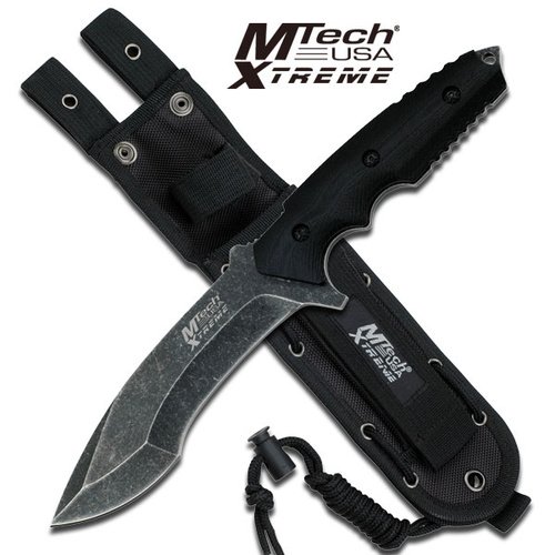 MTech USA Xtreme 12" Black Tactical Fixed Blade Knife with Nylon Sheath (MX-8109)