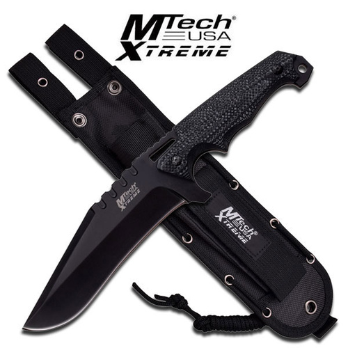MTech USA Xtreme MX-8122BK Black 11.5" Clipped Drop Point Tactical Knife MOLLE Sheath