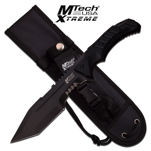 MTech USA Xtreme 11.75" Black Tactical Fixed Blade Knife with Nylon Sheath (MX-8144)