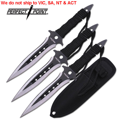Perfect Point 7.5" Black & Silver Cord Wrapped 3 Pce Throwing Set