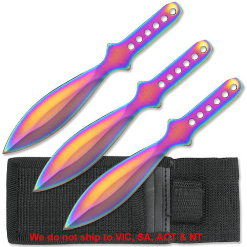 Perfect Point RC-001RB Rainbow Titanium 6" Throwing Knife Set