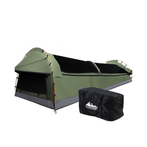Weisshorn Double Swag Camping Swags Canvas Tent Deluxe Celadon With Mattress