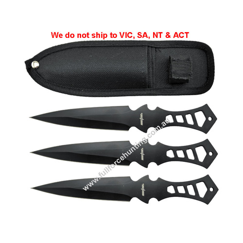 Perfect Point TK-017-3B Black 7.5" 3 Pce Throwing Set