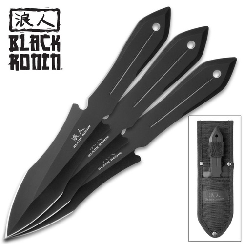 United Cutlery UC3253 Black Ronin 7.5" Large Triple Throwing Knife Set