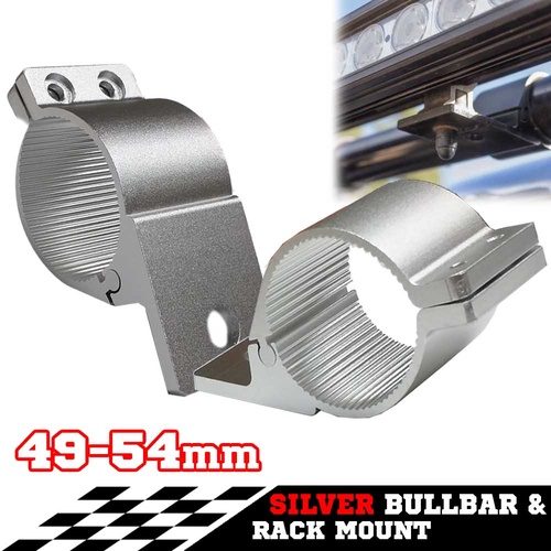 PAIR Silver Bullbar Mounting Bracket Clamp 49-54mm For LED Light Bar HID ARB